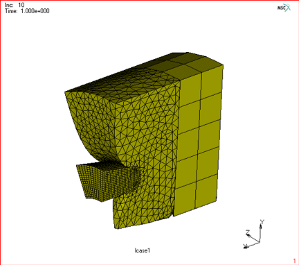 Figure 6.) 3D global remeshing of an contact problem.